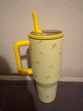 Hydro jug Yellow Lemon Pattern Travel Mug with Handle